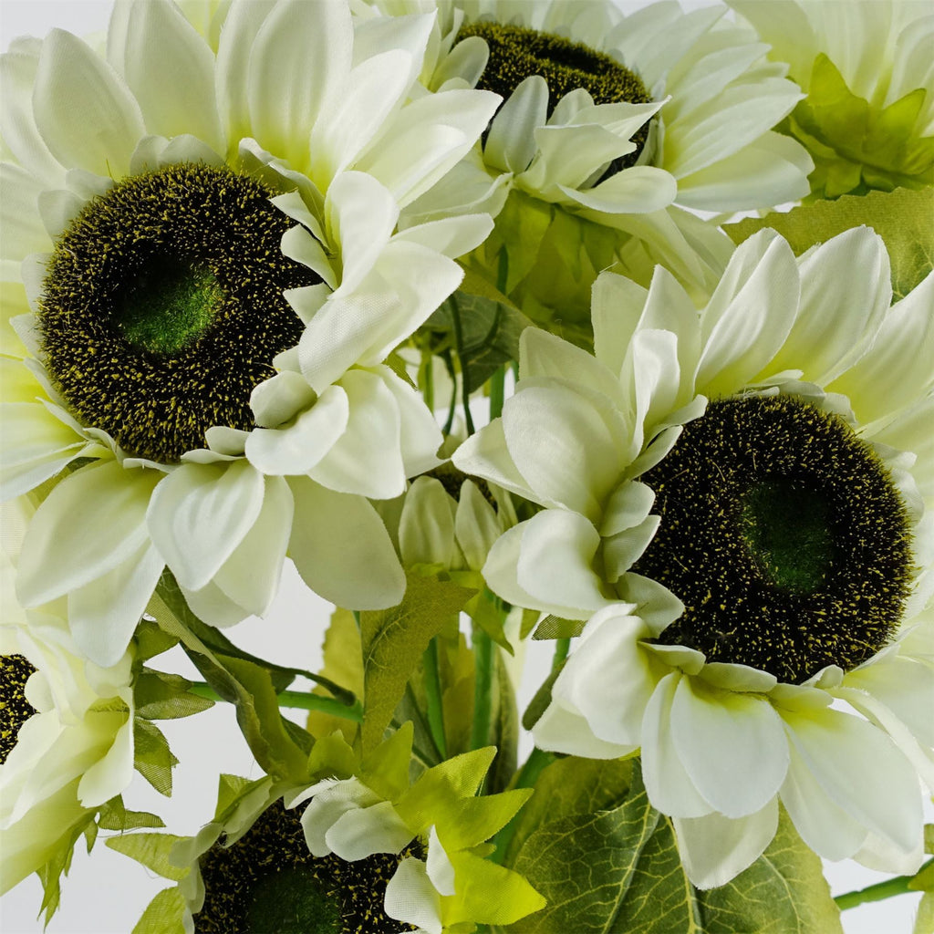 Pack of 6 x 88cm White Artificial Sunflower - 18 heads - Premium Quality
