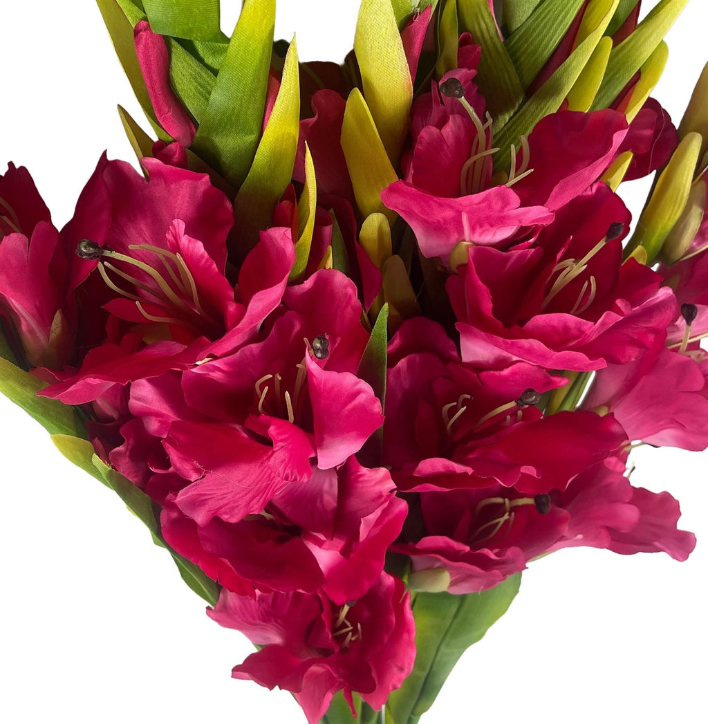 Pack of 6 x 115cm Artificial Pink Gladioli Stem - Premium Quality