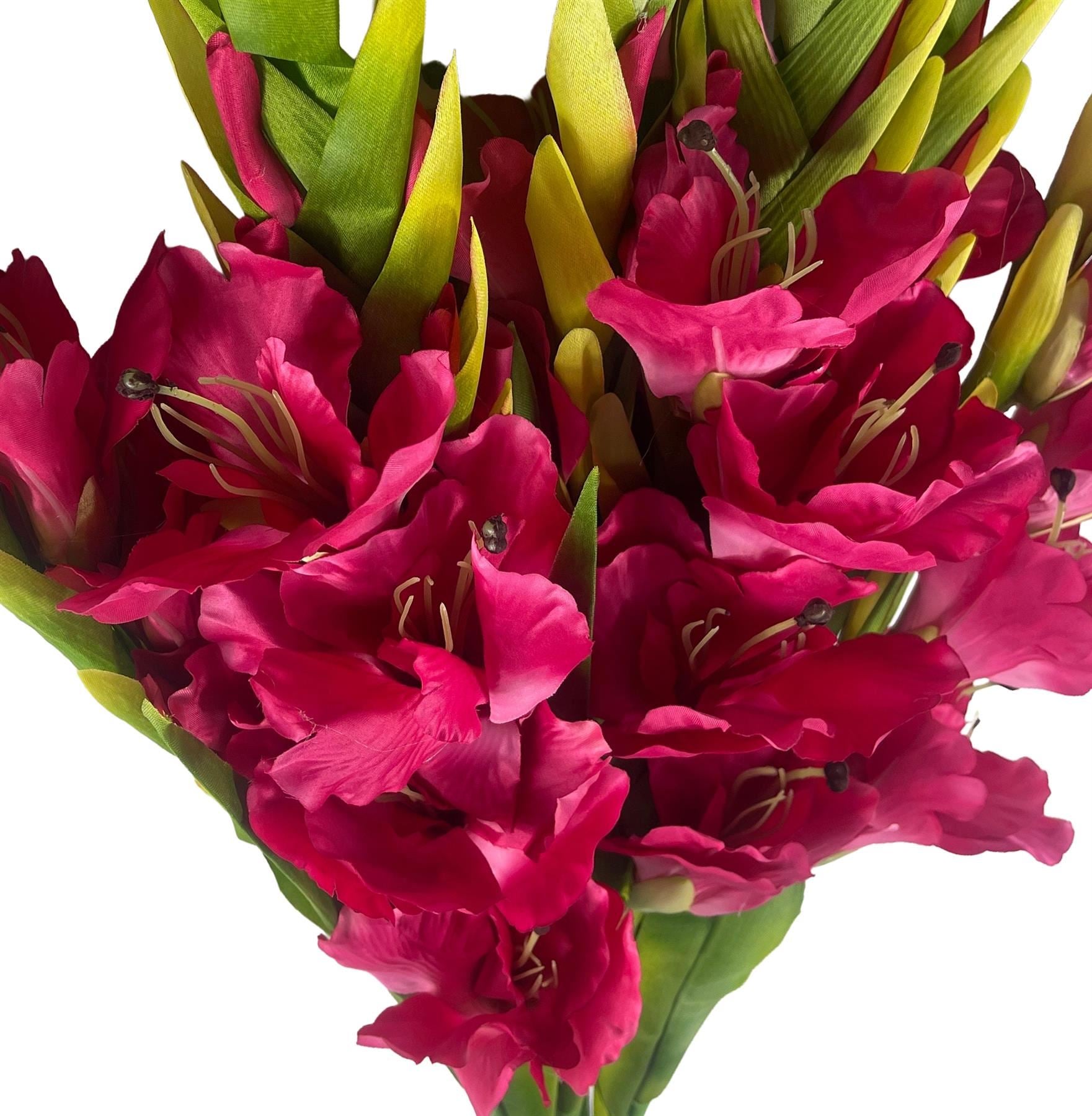 Pack of 6 x 115cm Artificial Pink Gladioli Stem - Premium Quality