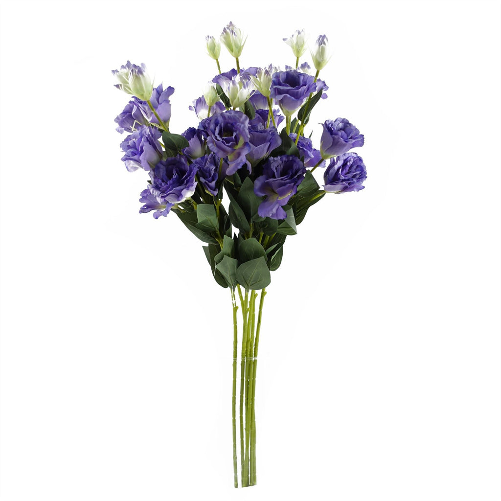 Pack of 6 x 80cm Artificial Purple Wild Rose Stem - 36 Flowers - Premium Quality