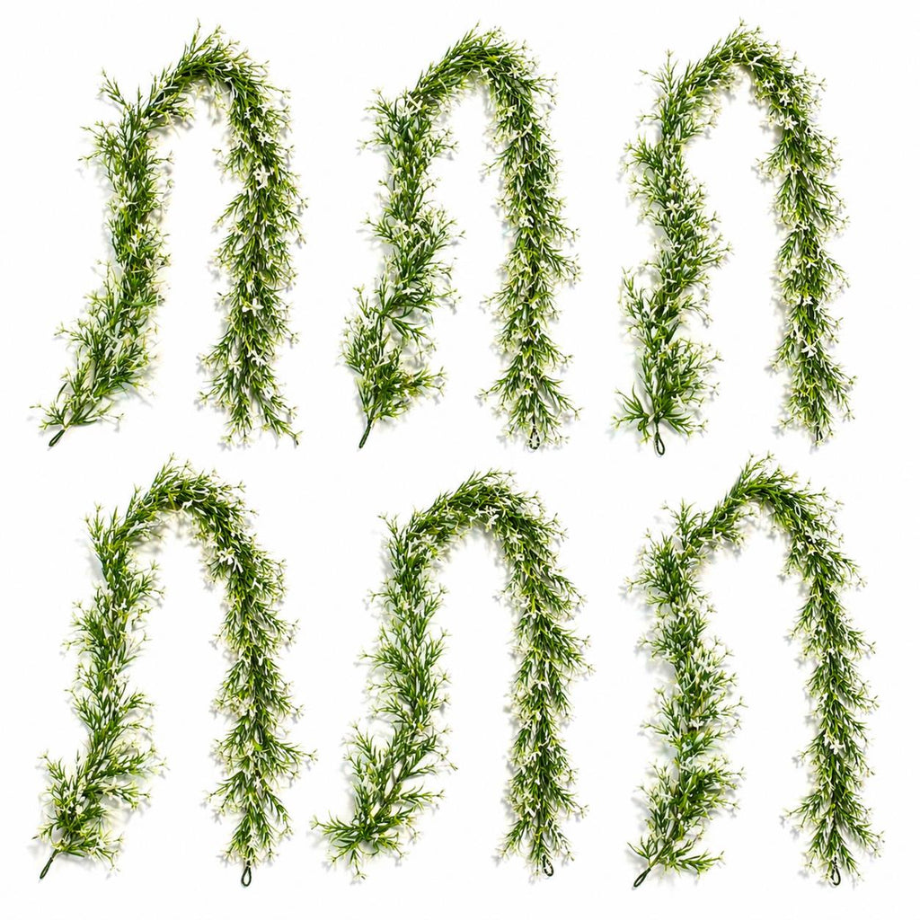 170cm Artificial White Flowering Greenery Garland Hanging Decoration - Premium Quality