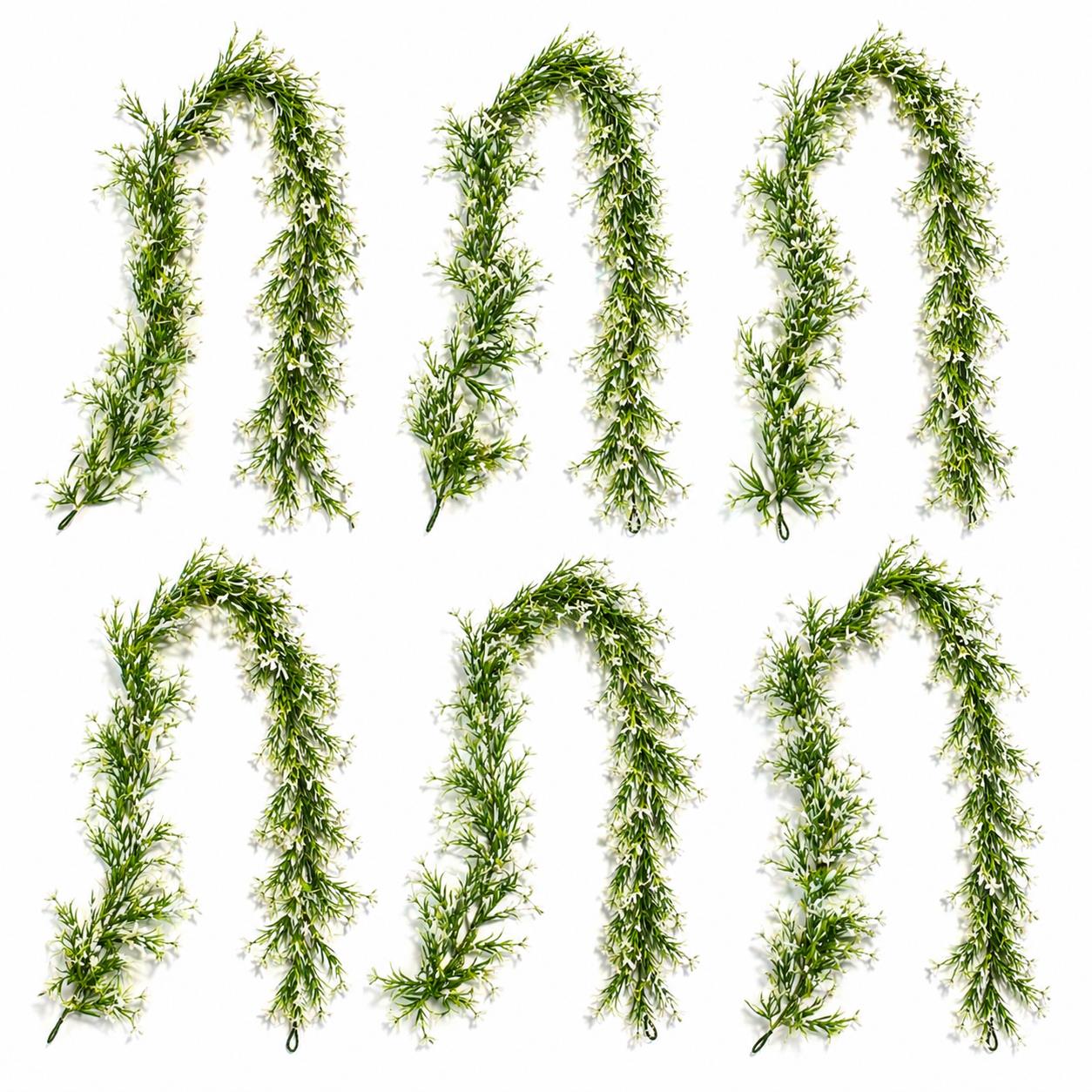170cm Artificial White Flowering Greenery Garland Hanging Decoration - Premium Quality