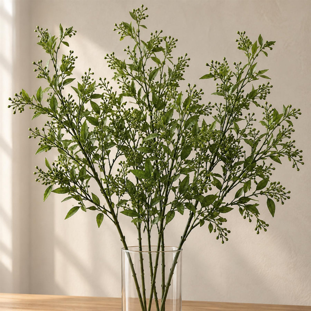Faux Green Leaf and Seed Pod Foliage Sprays, 96cm Long - 6 Stems