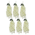 Artificial Pack of 6 x 80cm Hanging Wisteria Flowers in Cream - Premium Quality