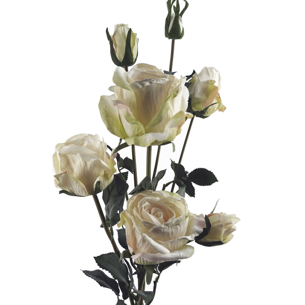 6 x 60cm Cream Rose Artificial Flower Sprays - 24 Flowers 18 Buds - Premium Quality