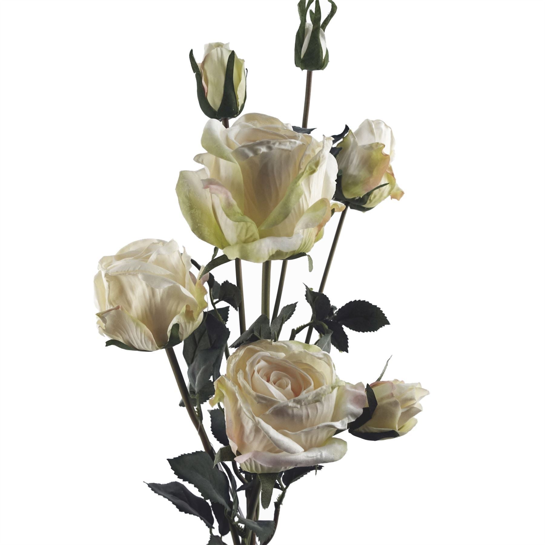 6 x 60cm Cream Rose Artificial Flower Sprays - 24 Flowers 18 Buds - Premium Quality