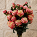 6 x 55cm Pink Peony Artificial Flower Stems - 24 flowers 18 buds - Premium Quality