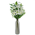 100cm Artificial White Lily and Fern Display Glass Vase - Premium Quality