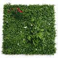 100cm Artificial Mixed Foliage Green Wall Panel with Floral Detail Faux Living Wall - Premium Quality