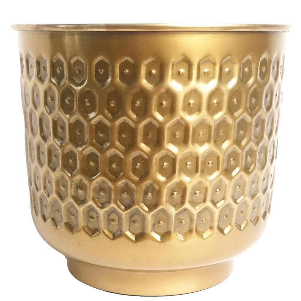 20cm Gold Honeycomb Metal Planter by Botanik - Premium Quality