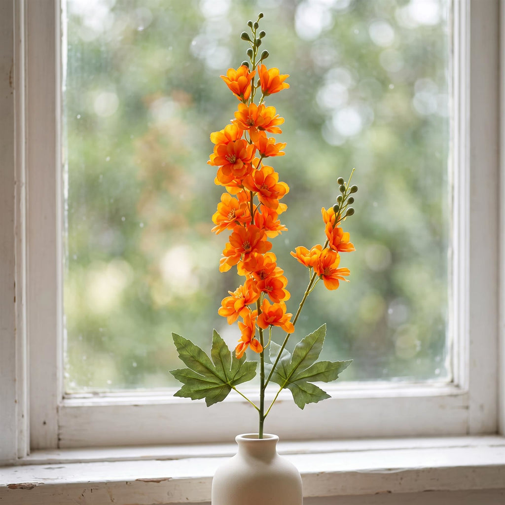 Faux Larkspur Flower Spikes, 85cm Tall Stems - Set of 6