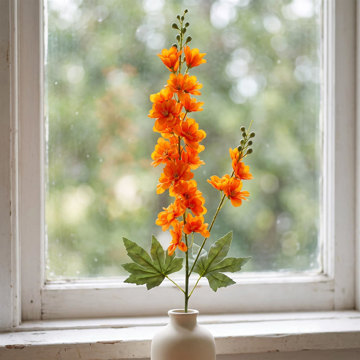 Faux Larkspur Flower Spikes, 85cm Tall Stems - Set of 6