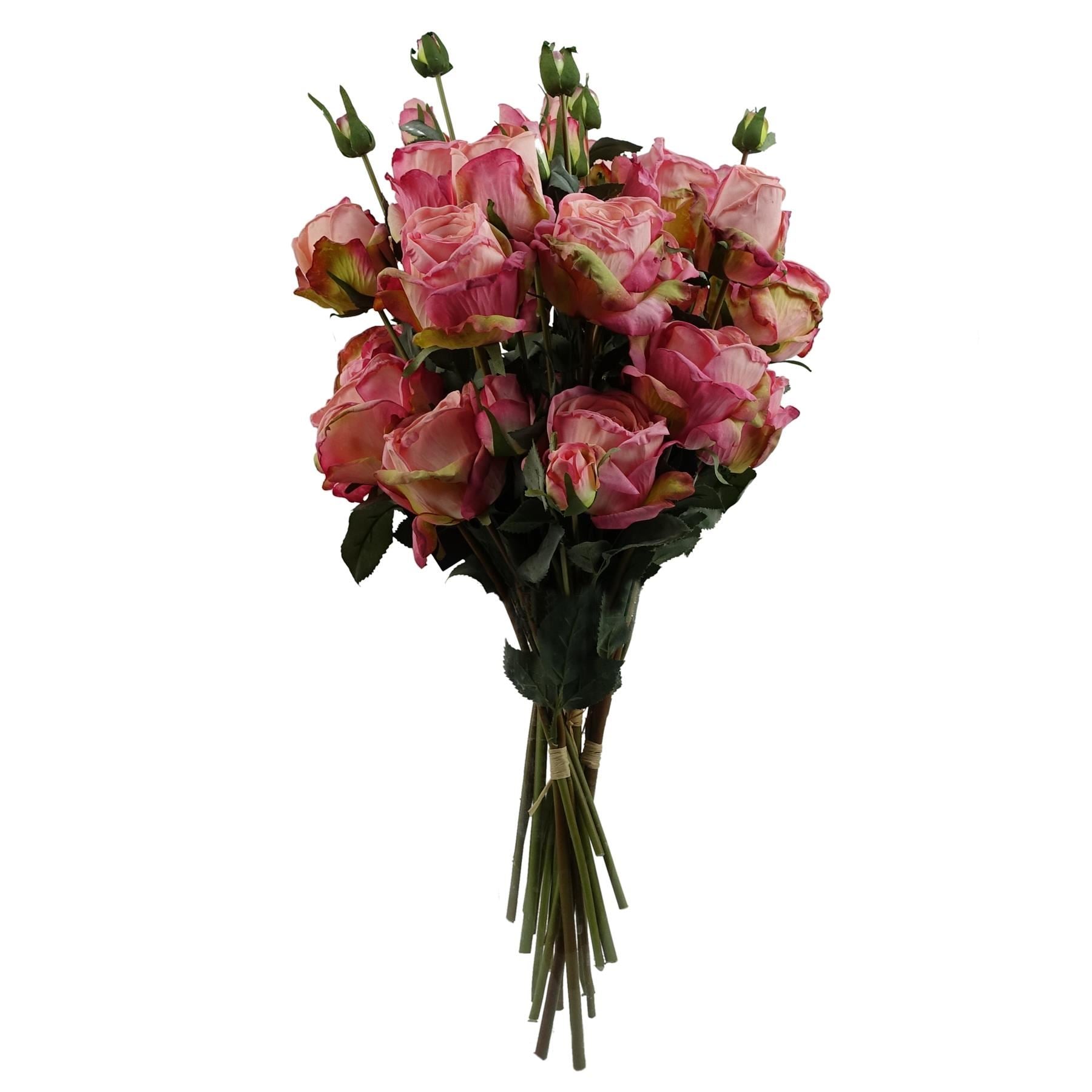 6 x 60cm Pink Rose Artificial Flower Sprays - 24 Flowers 18 Buds - Premium Quality