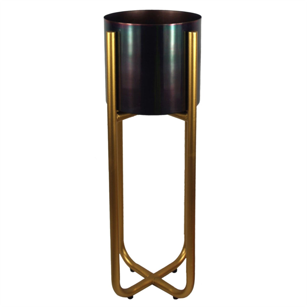 Tall Gold Stand with Gold Metal Planter 62cm x 18cm