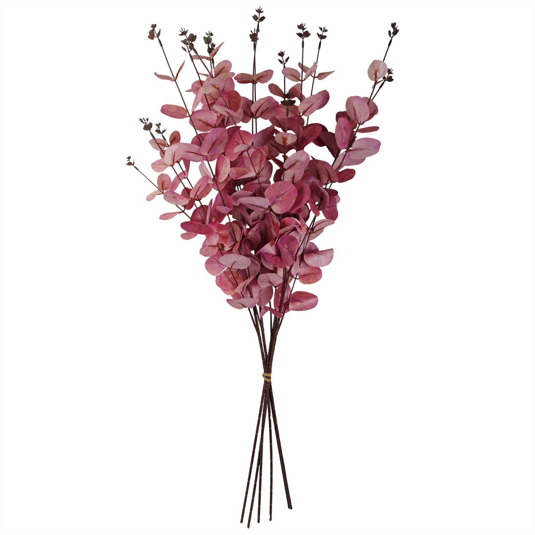 Artificial Pack of 6 x 80cm Pink Eucalyptus Foliage Stem - Premium Quality