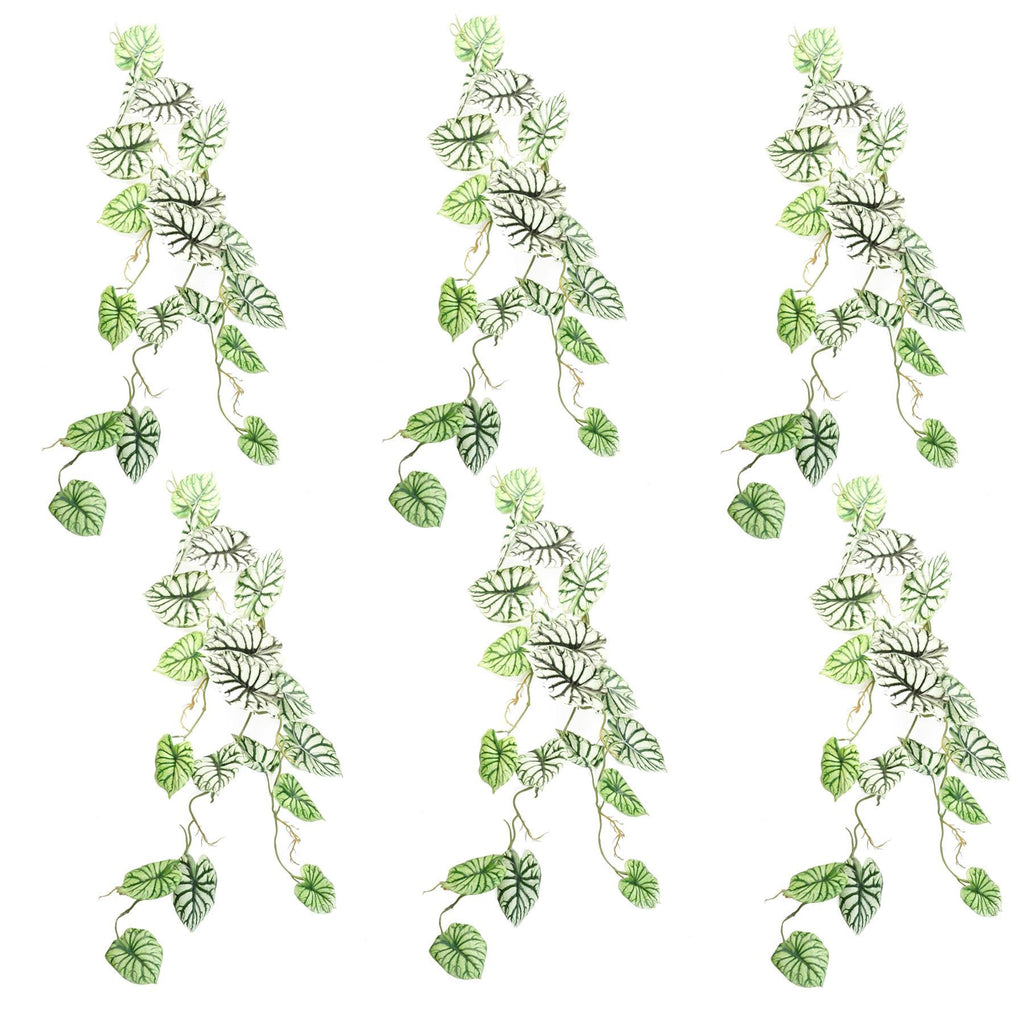 6 x 120cm Artificial Hanging Trailing Plant Alocasia Dragon Scale Light - Premium Quality