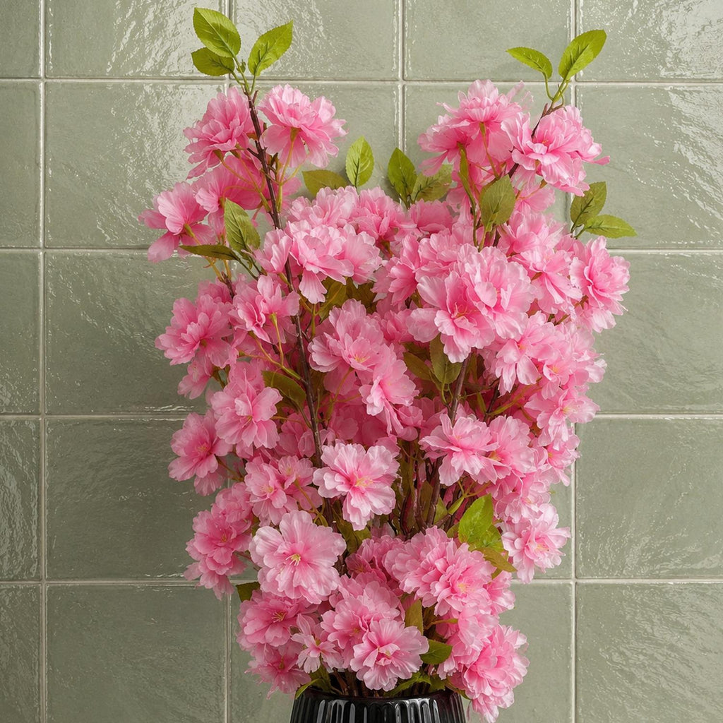 Pack of 6 x 100cm Pink Artificial Blossom Stem - Premium Quality