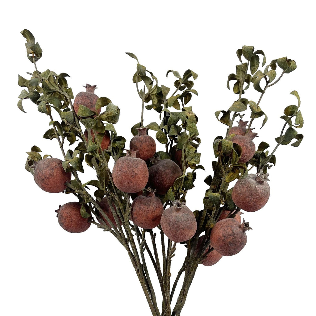 Pack of 6 x 75cm Artificial Pomegranate Stem Artificial Red - Premium Quality