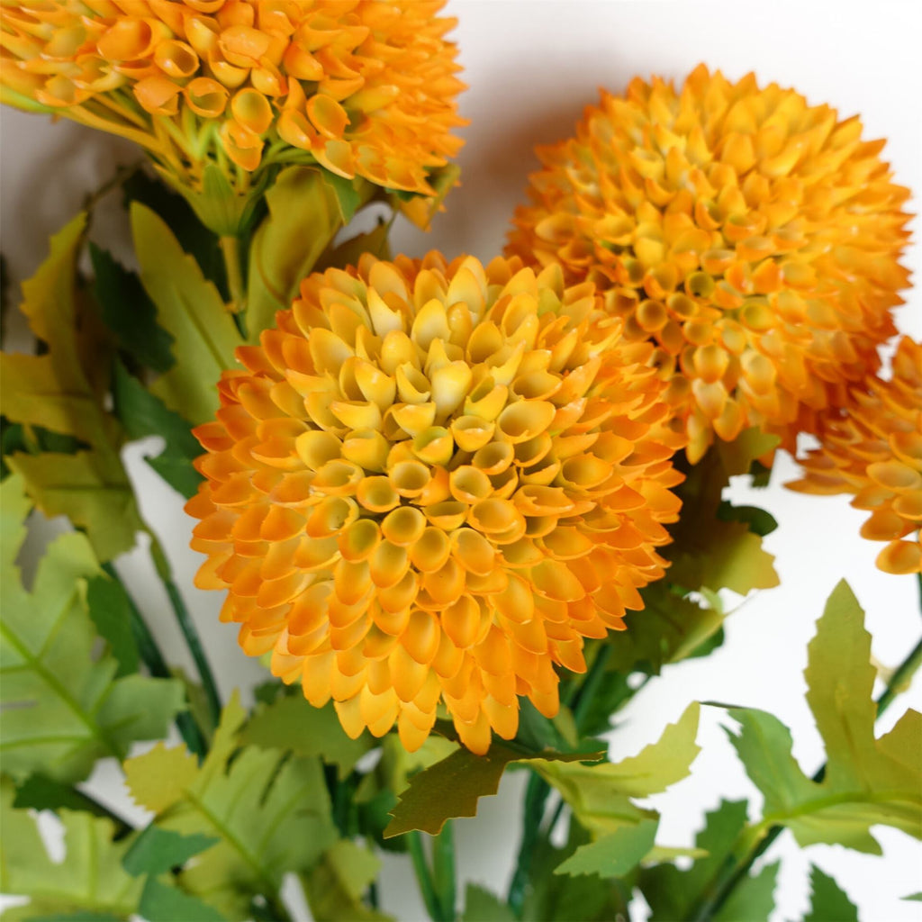 Pack of 6 x 70cm Large Ball Dahlia Artificial Flower Stem Yellow - Premium Quality