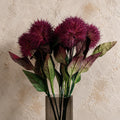 Pack of 6 x 70cm Globe Thistle Purple Ball Artificial Flower Stem - Premium Quality