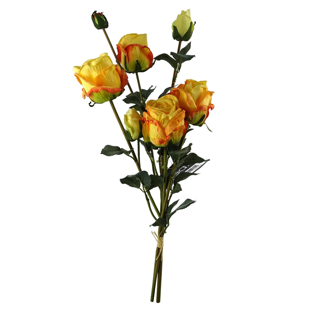 6 x 60cm Yellow Rose Artificial Flower Sprays - 24 Flowers 18 Buds - Premium Quality