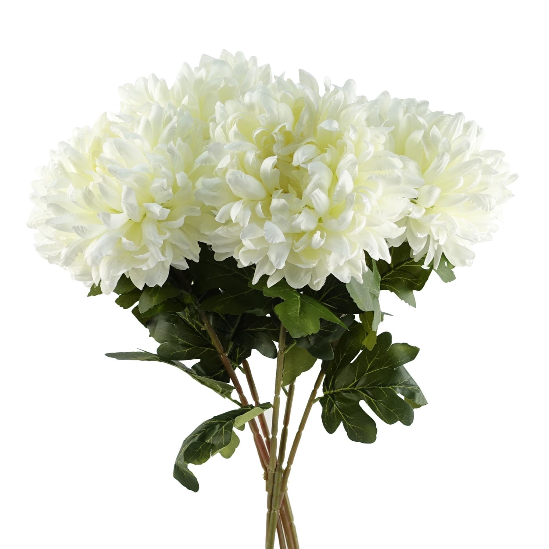 Artificial Pack of 6 x 75cm Extra Large Reflex Chrysanthemum - White - Premium Quality