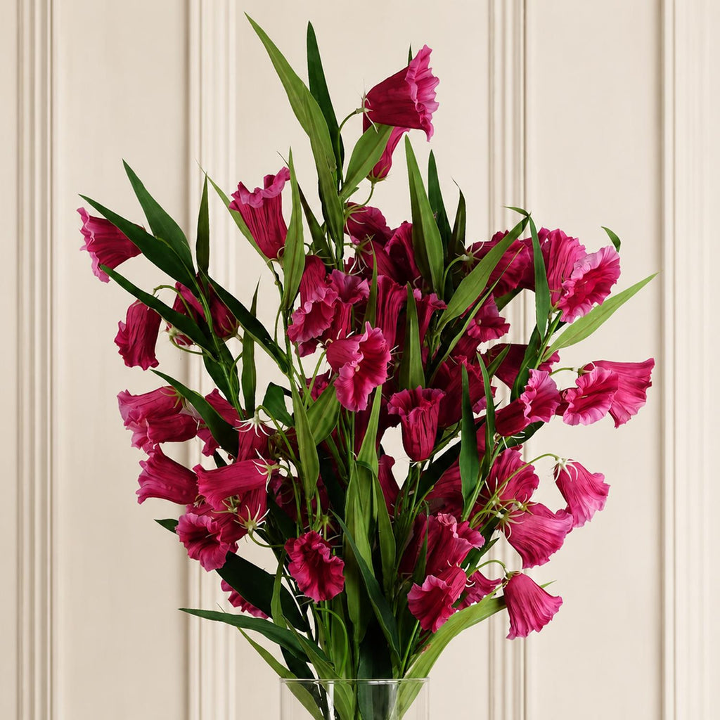 Pack of 6 x 100cm Trumpet Artificial Flower Stem Fuchsia Pink - Premium Quality