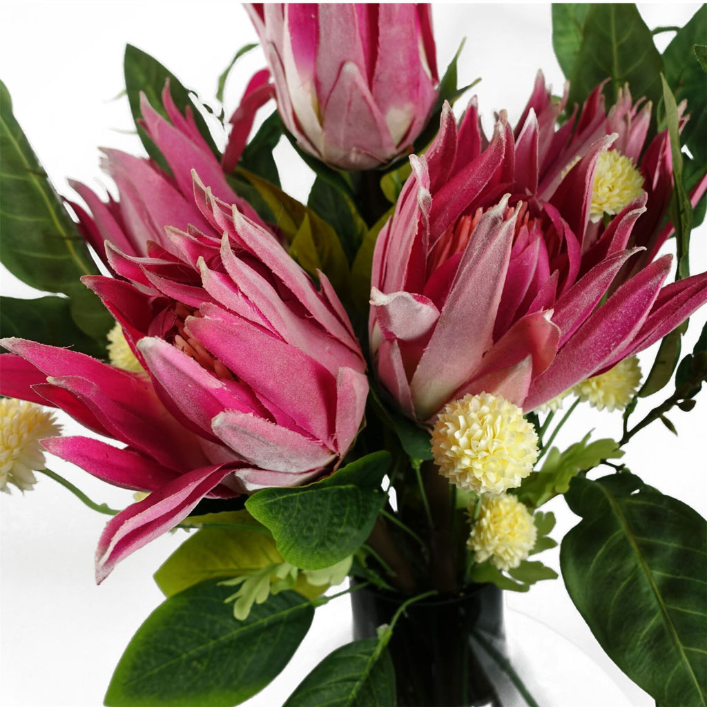 Pack of 6 x 50cm Dahlia Pompom Yellow Artificial Stem - Premium Quality