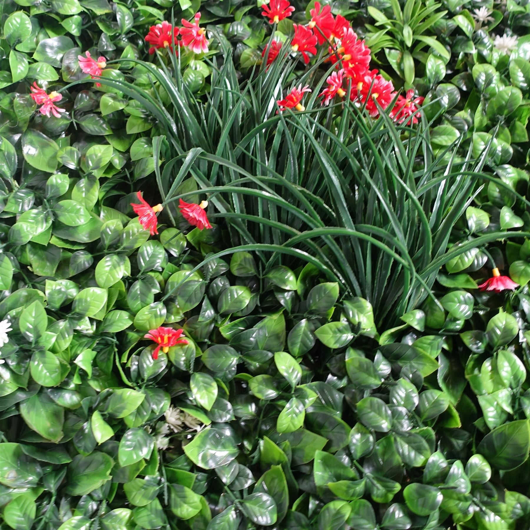100cm Artificial Mixed Foliage Green Wall Panel with Floral Detail Faux Living Wall - Premium Quality