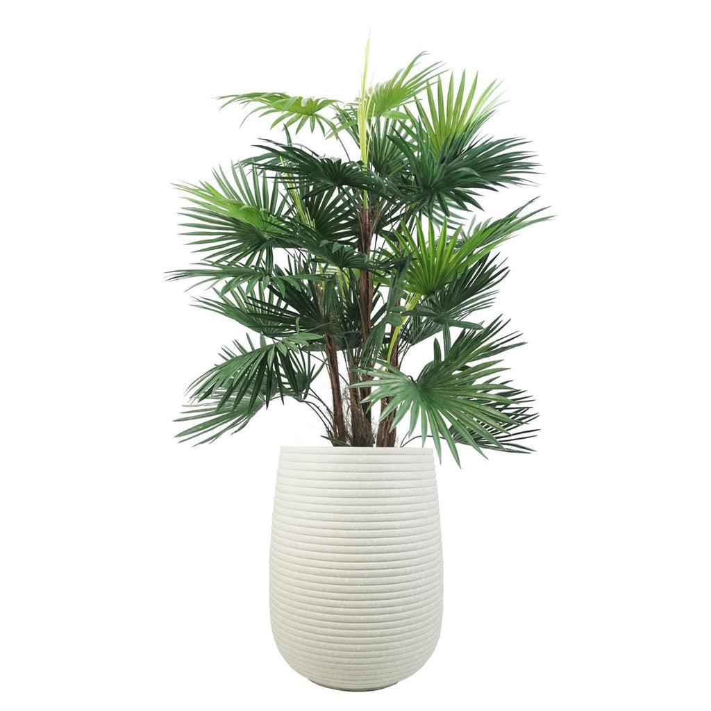 41cm x 30cm Mikos Large Ridged Composite Planter - Stone Colour - Premium Quality