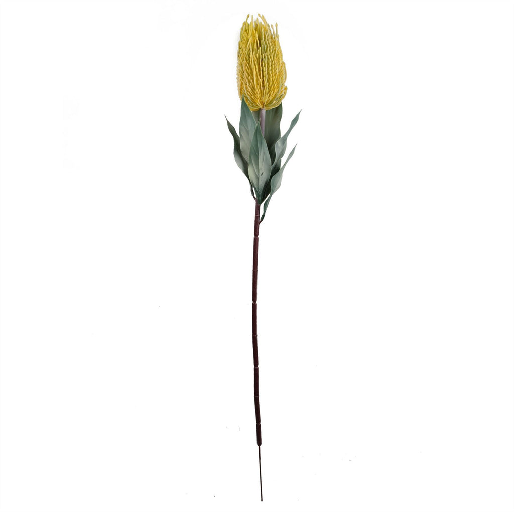 Pack of 6 x 75cm Banksia Menziesii Yellow Flower Stem Artificial - Premium Quality