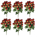 Pack of 6 x 52cm Artificial Red Rose Bunch - Premium Quality