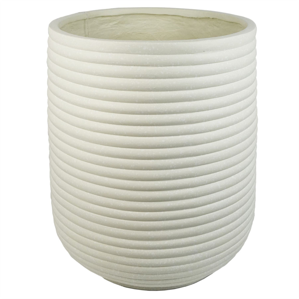 46cm x 40cm Mikos Extra Large Ridged Composite Planter - Stone Colour - Premium Quality