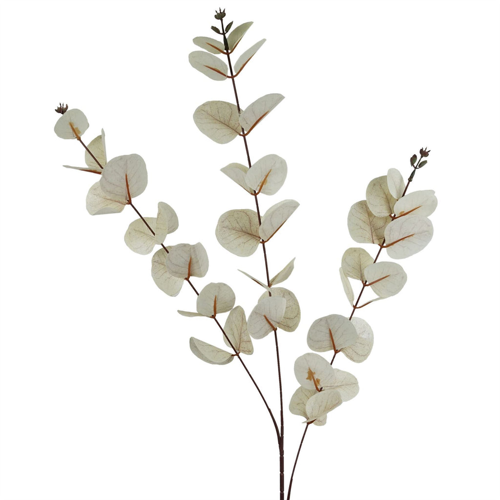 Artificial Pack of 6 x 80cm White Eucalyptus Foliage Stem - Premium Quality