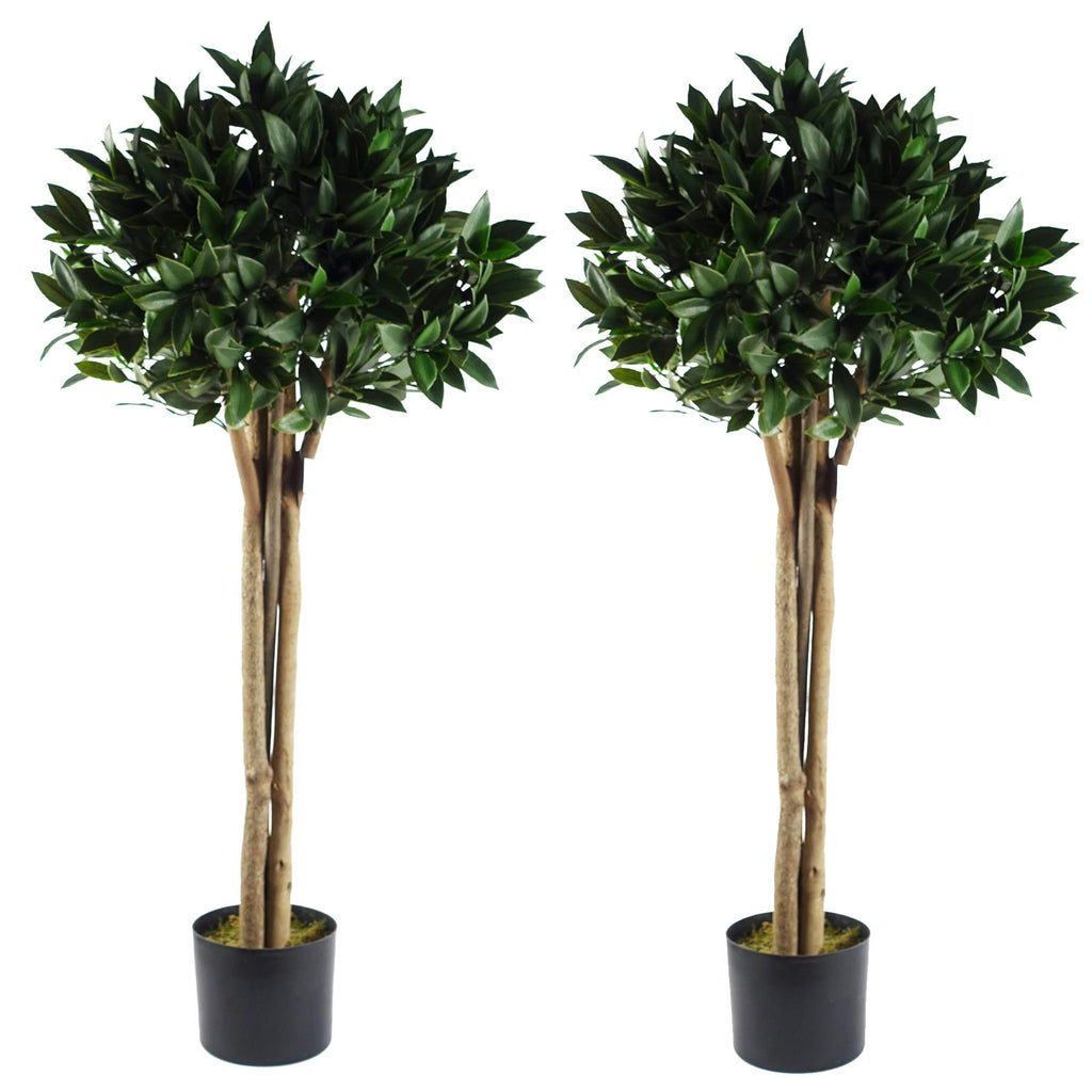 UV Resistant 120cm Deluxe Luxury Artificial Bay Botanik Laurel Tree Topiary Ball - 4ft Tall