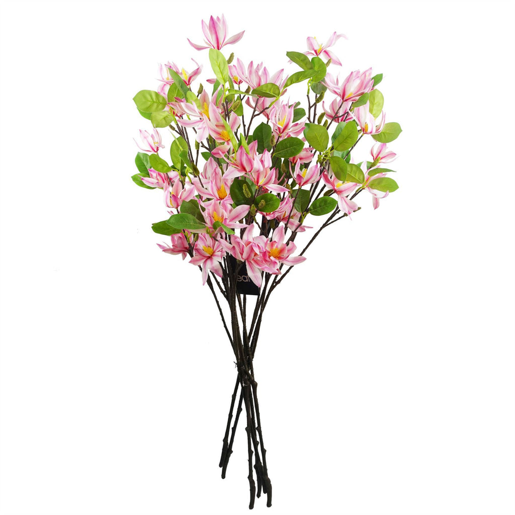 6x 100cm Pink Magnolia Floral Spray Artificial - Premium Quality