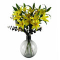 100cm Artificial Yellow Lily Black Eucalyptus Glass Ball Vase - Premium Quality
