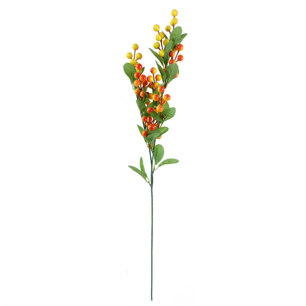 80cm Artificial Orange Chrysanthemum Foliage and Glass Vase - Premium Quality