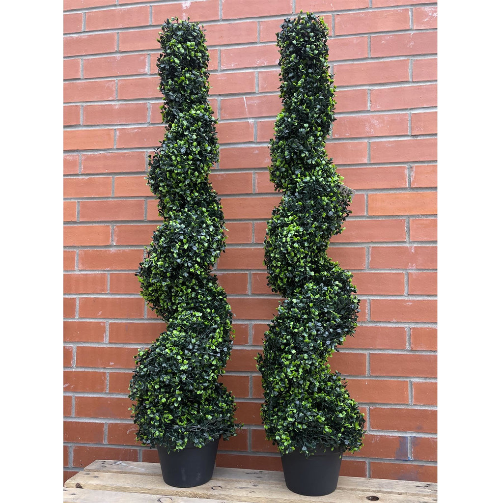 120cm Artificial Natural Boxwood Spiral Topiary - Premium Quality