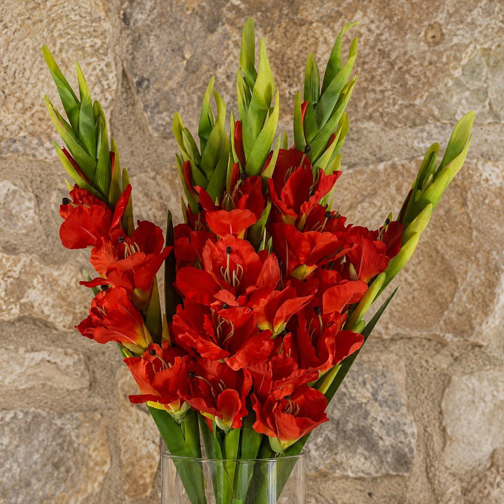 Pack of 6 x 115cm Artificial Orange Gladioli Stem - Premium Quality