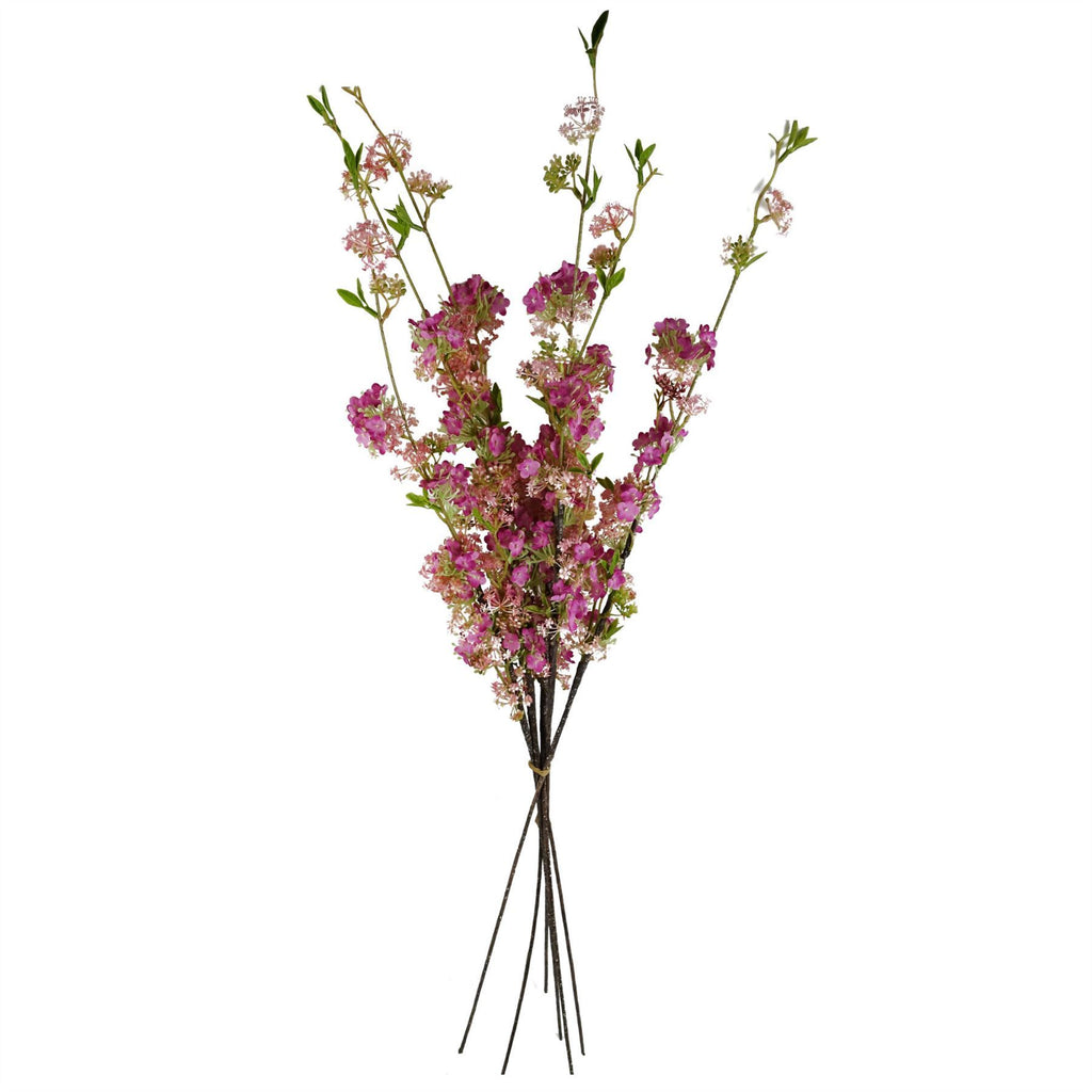 Artificial Pack of 6 x 100cm Pink Blossom Spray Stem - Premium Quality