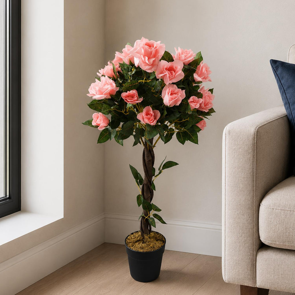 Artificial Pink Rose Tree Wedding Twisted Vine Detail 90cm (3ft) - Premium Quality