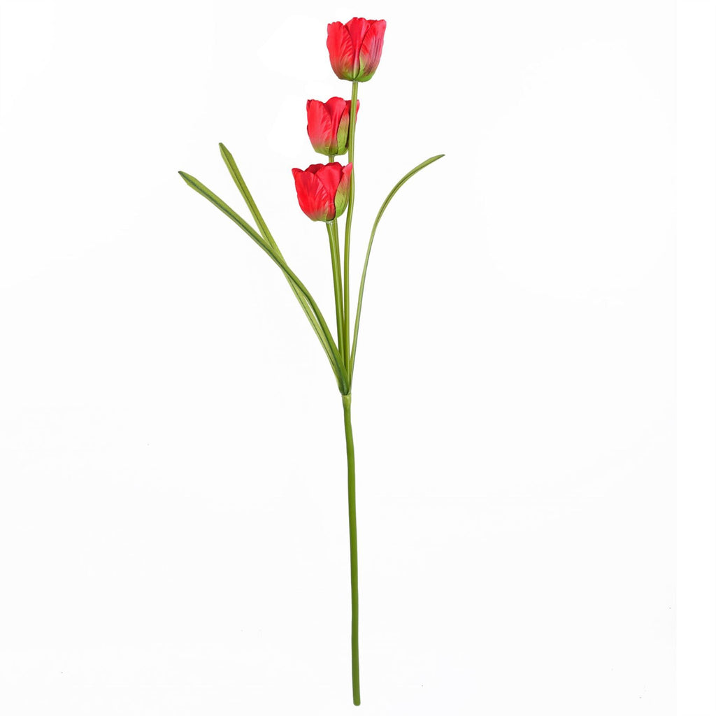 Pack of 6 x 80cm Artificial Tulip Red Stem - Premium Quality