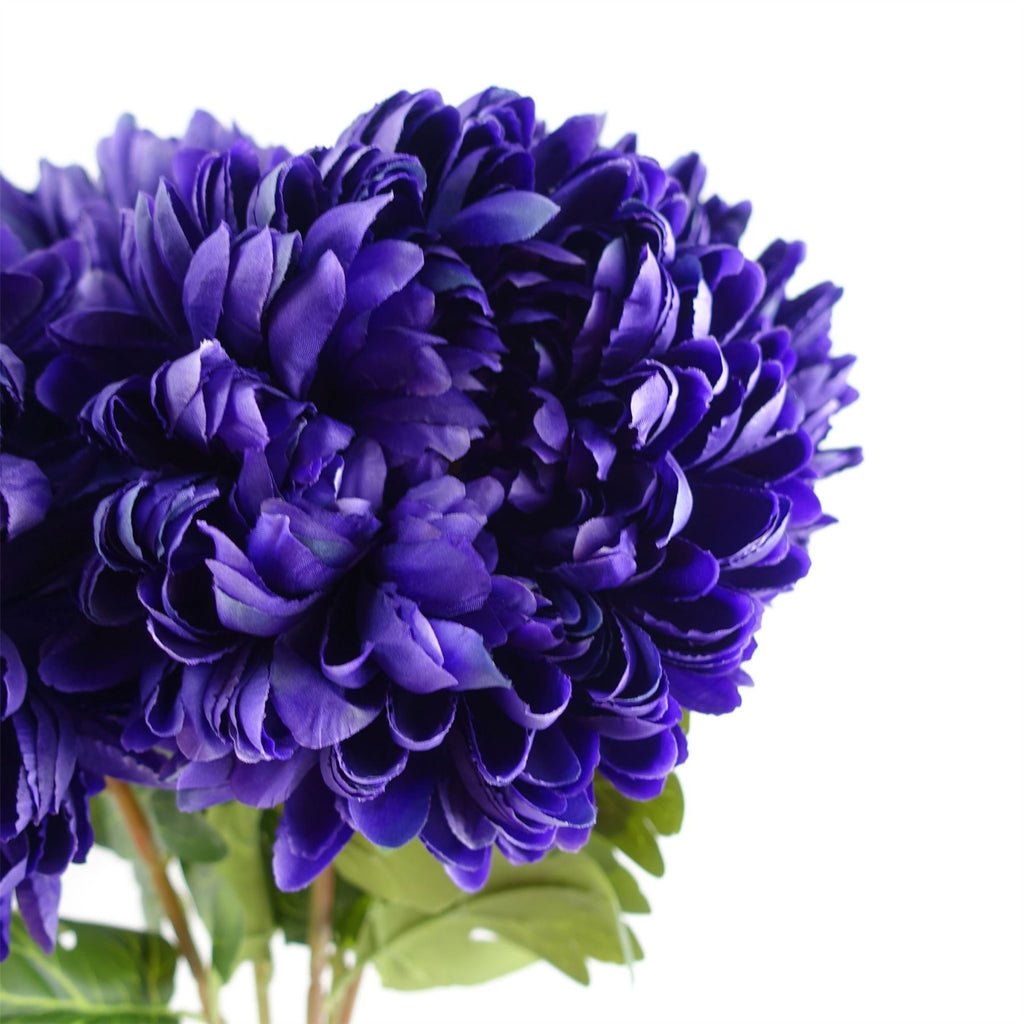 Artificial Pack of 6 x 75cm Extra Large Reflex Chrysanthemum - Purple - Premium Quality