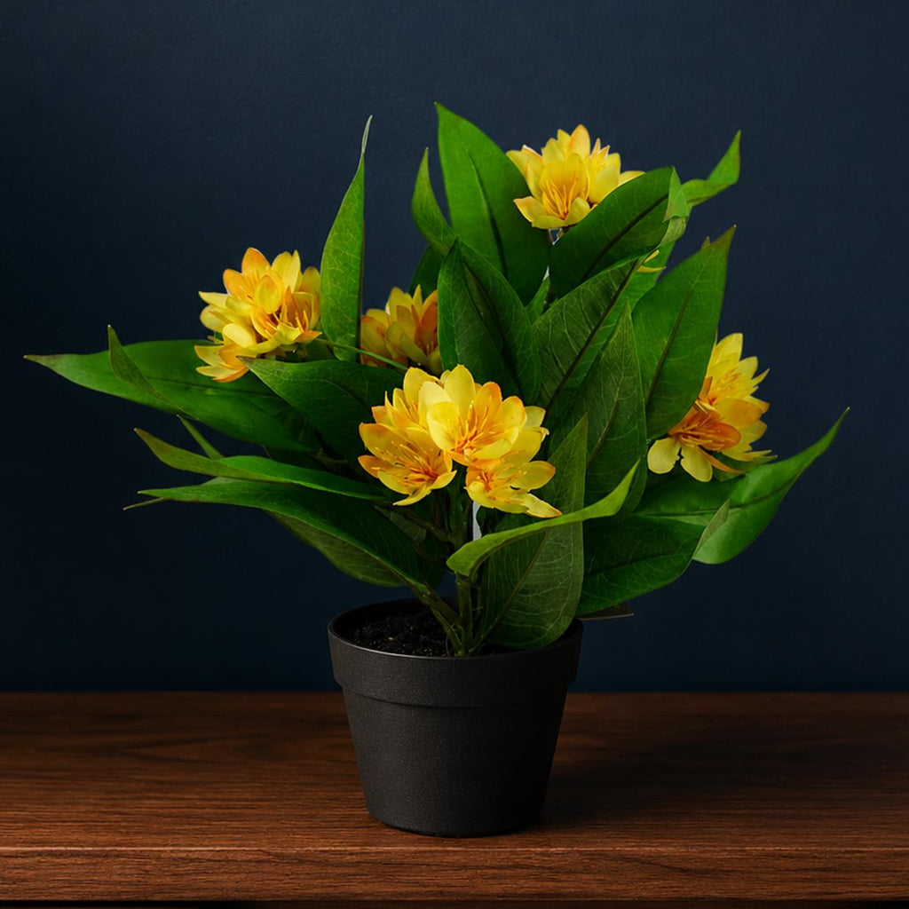 18cm Artificial Freesia Plant Yellow Flowering - Premium Quality