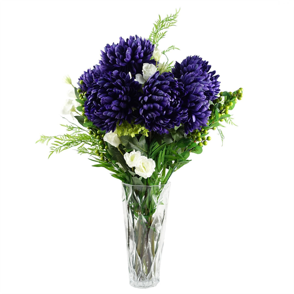 Artificial Pack of 6 x 75cm Extra Large Reflex Chrysanthemum - Purple - Premium Quality