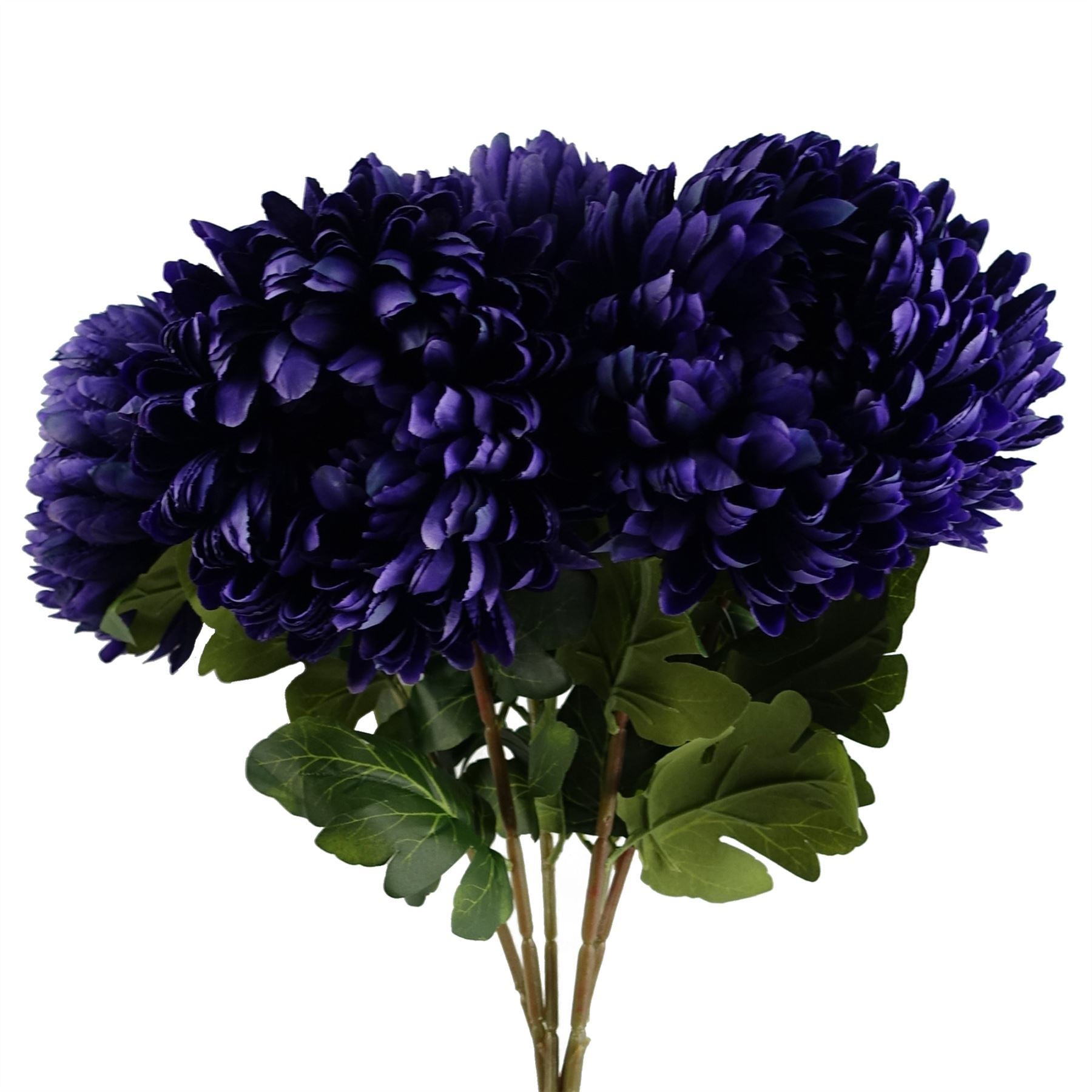 Artificial Pack of 6 x 75cm Extra Large Reflex Chrysanthemum - Purple - Premium Quality
