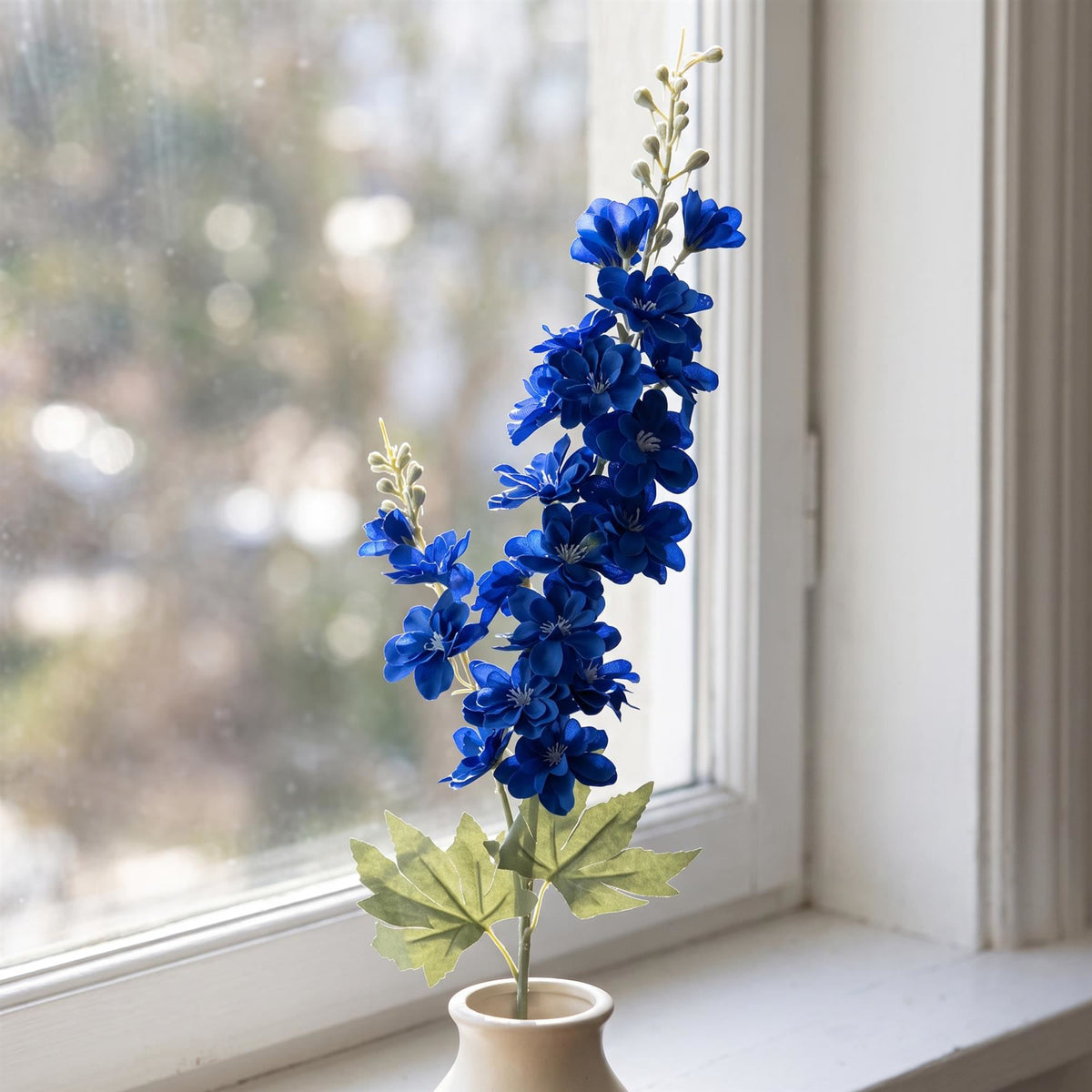 Faux Larkspur Flower Spikes, 85cm Tall Stems - Set of 6