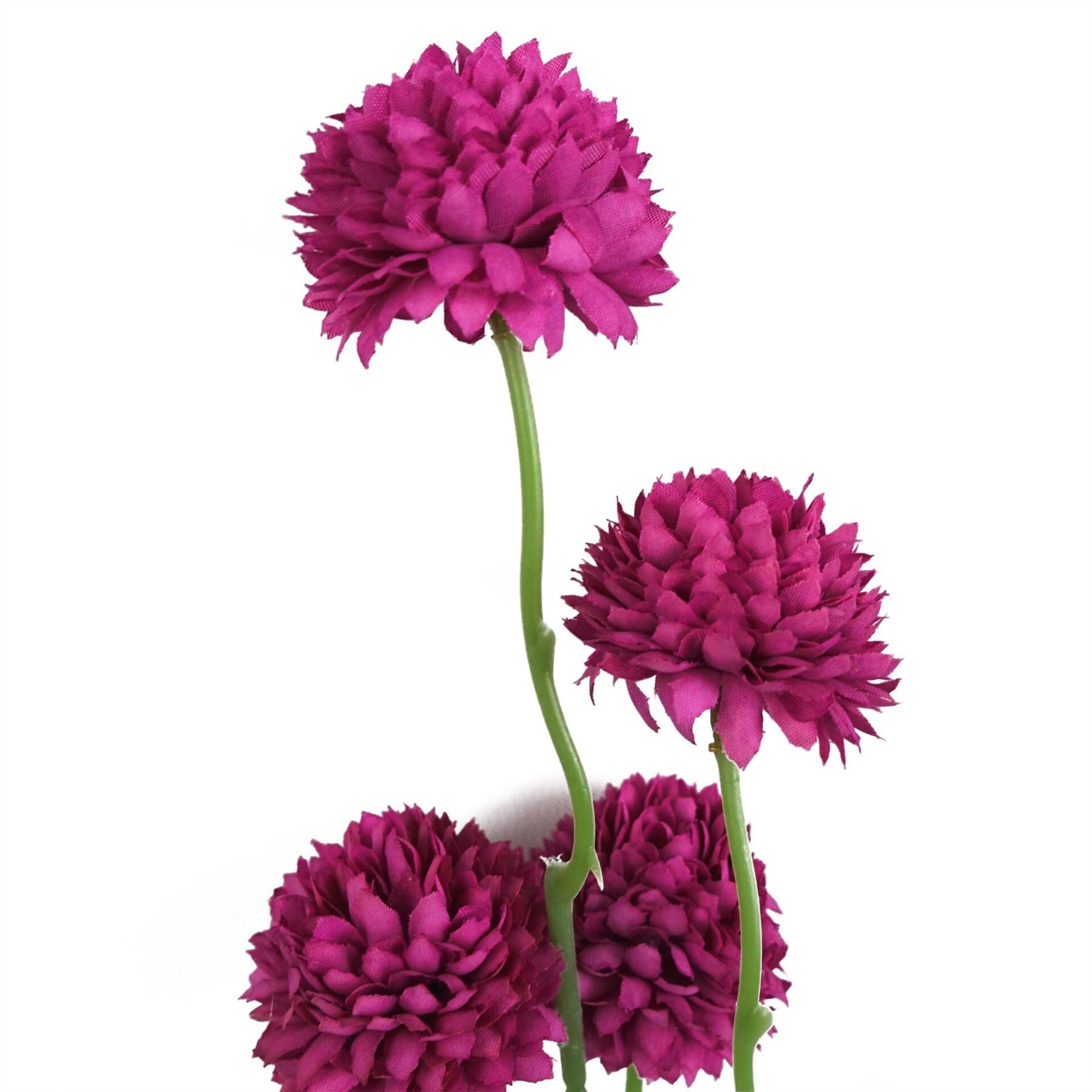 Pack of 6 x 50cm Dahlia Pompom Pink Artificial Stem - Premium Quality