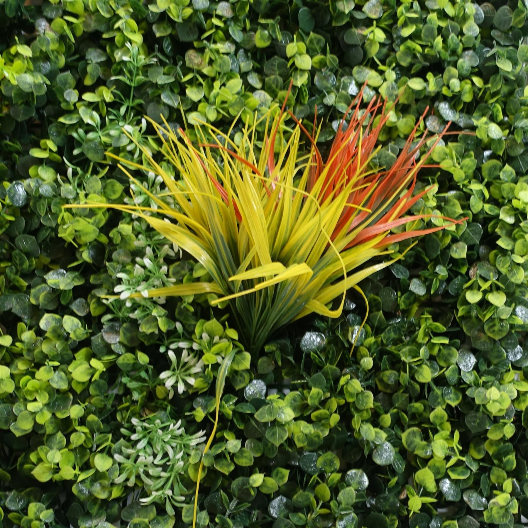 100cm Artificial Mixed Green Foliage Wall Panel with Ferns and Yellow Grass Accents - Premium Quality
